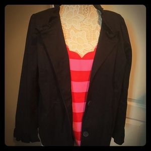 Navy Ruffle Trimmed jacket